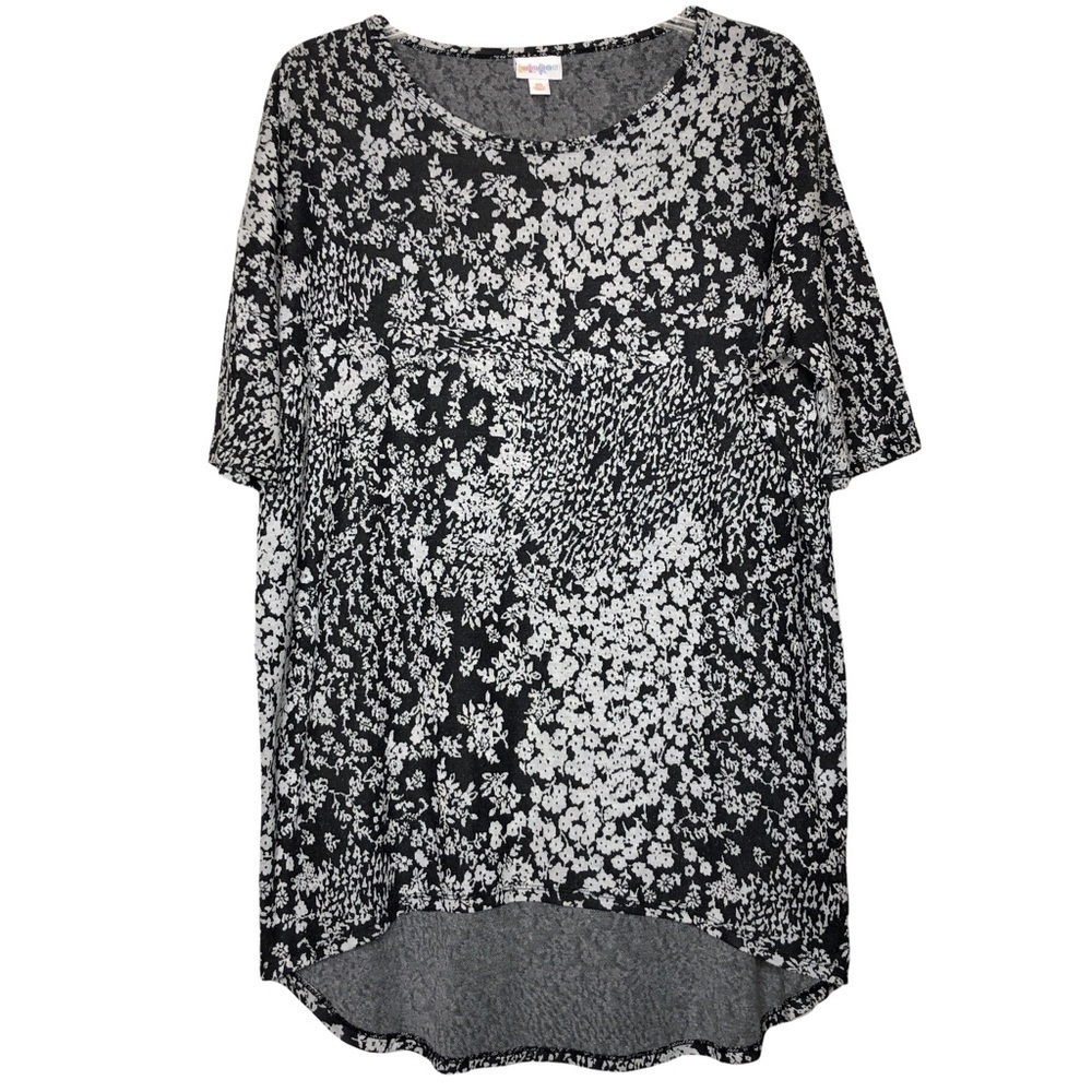 New - LULAROE Irma Black & White Floral High-Low Top - Size XS X-Small